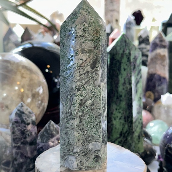 Moss Agate Crystal Tower! - Picture 4 of 10
